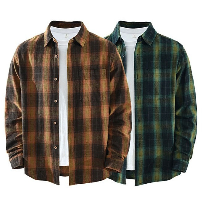 Flannel Shirt Lined - Oversized 100% Cotton Men's Plaid Shirt,