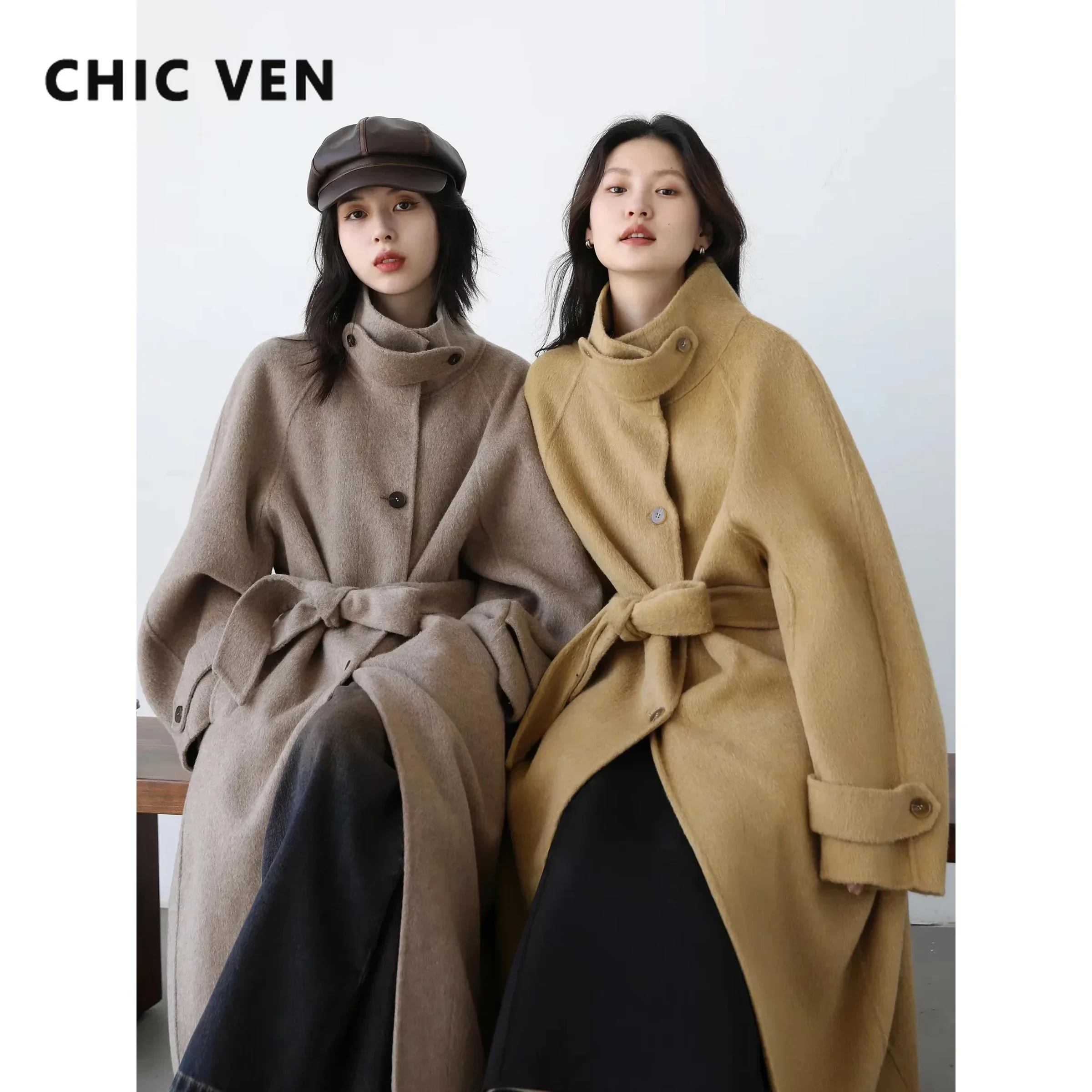 CHIC VEN Korean Women Woolen C - Wool Coat Peacoat review and price