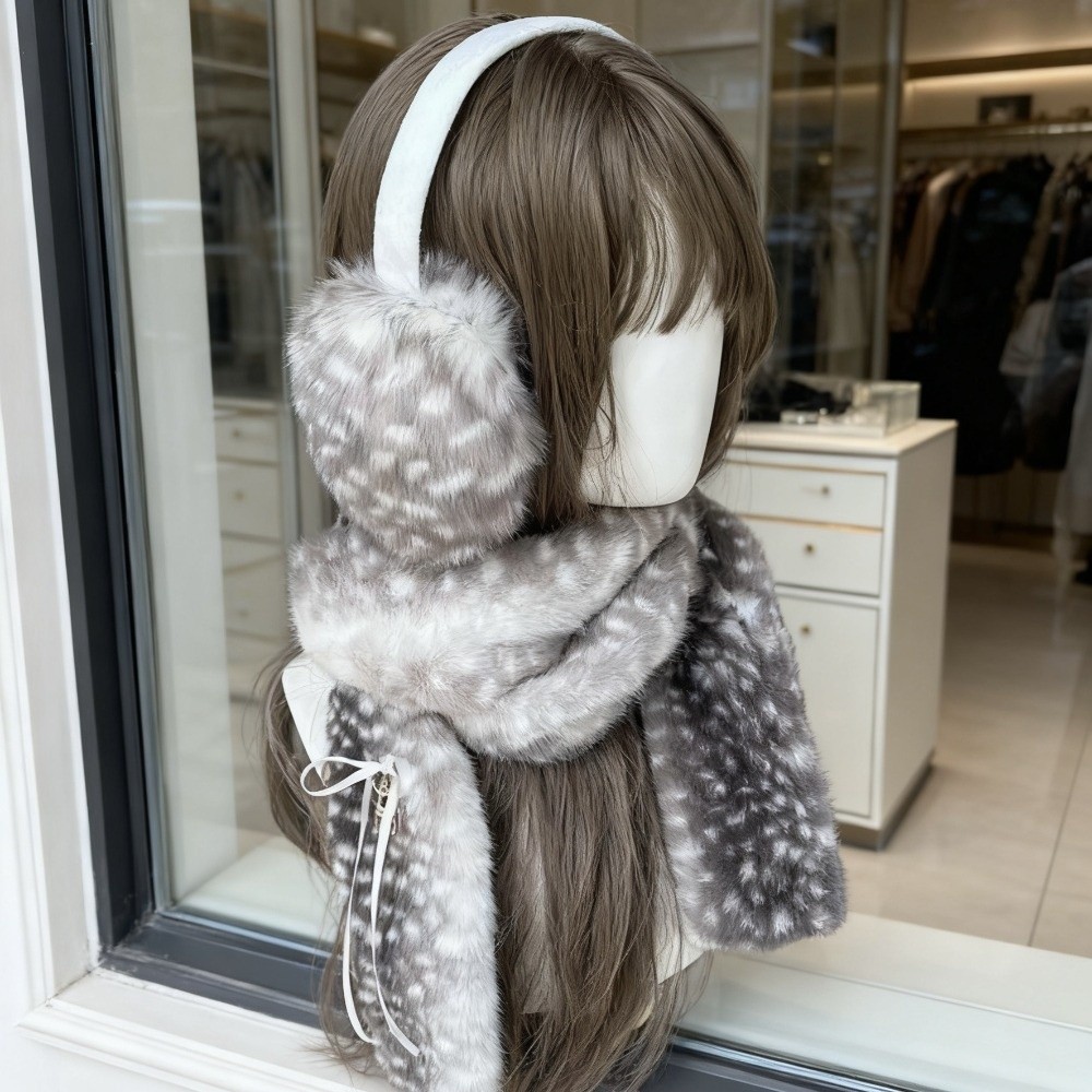 Cute Deer Print Scarf Winter W - Earmuffs Foldable review and price