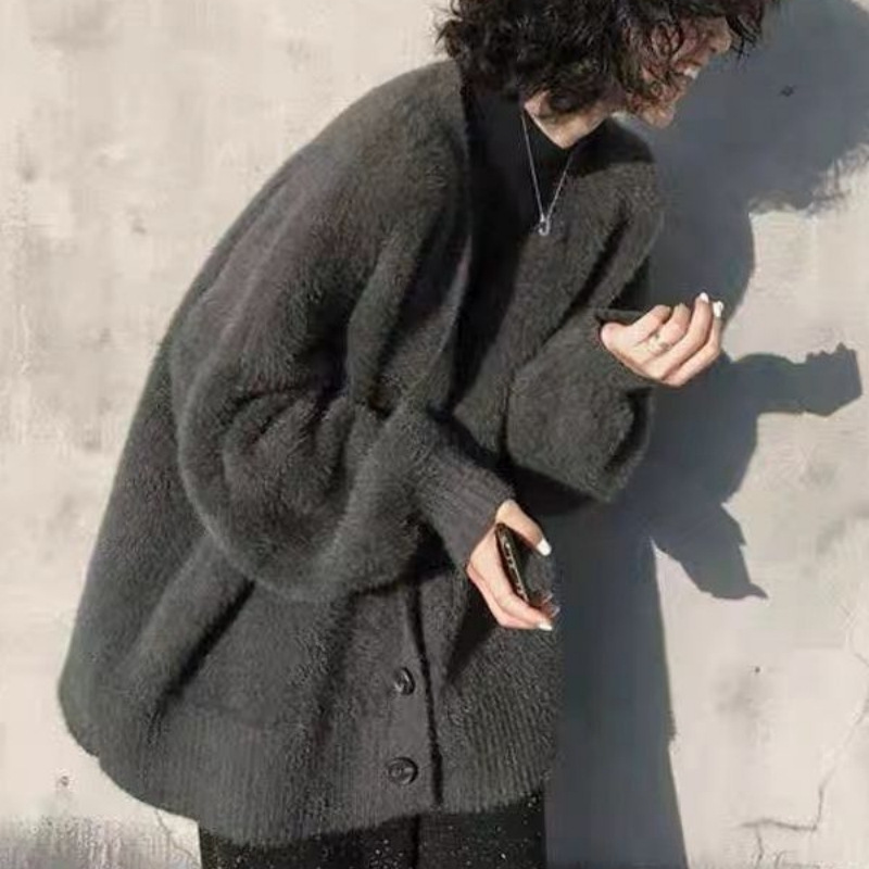 Imitation Mink Fleece Sweater  - Wool Coat Peacoat review and price